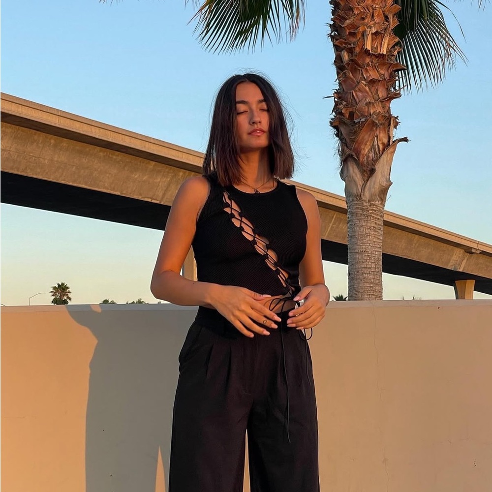 Princess Polly Black Tie Top